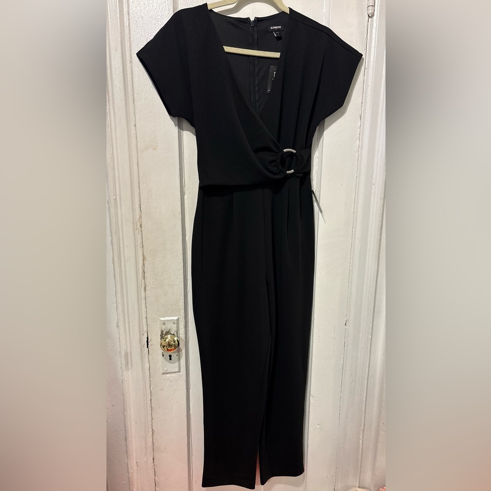 Express Black Jumpsuit with Front Zip Detail